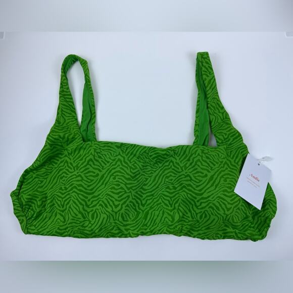 NWT Andie Swim The Rye Bikini Top Green Zebra Print Size XL - Picture 2 of 9